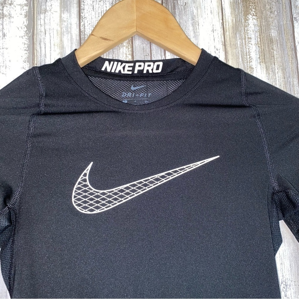 Nike Pro Kids Black Long Sleeve - Picture 3 of 5